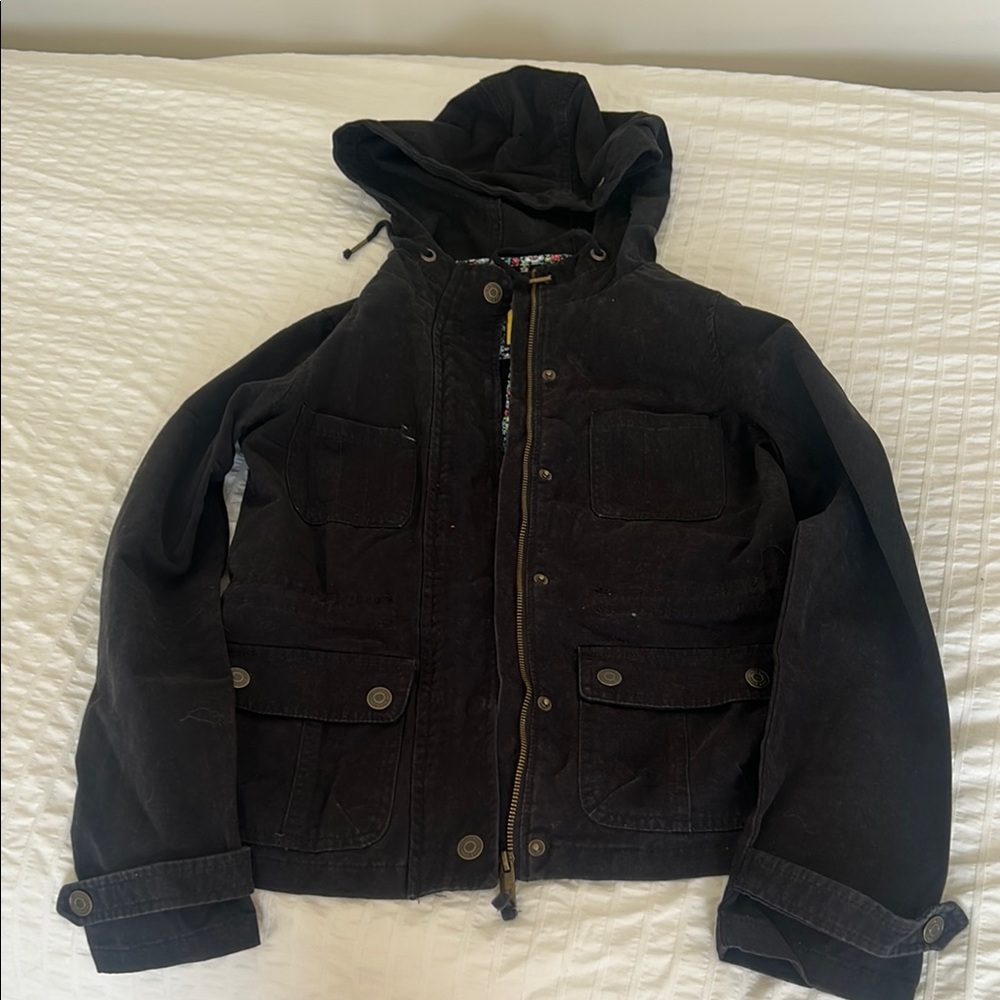 Prince & Fox Black Jean Jacket with Hood and Zipper